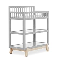 Hygge Changing Table in Pebble Grey Oak, Greenguard Gold & JPMA Certified, Comes with Safety Belts & 1” Changing Pad, Easy to Clean, Safe Wooden Furniture