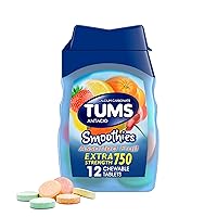 Motion Sickness Relief Chewable Tablets, 16ct and TUMS Smoothies Extra Strength Antacid Fruit Chewable Tablets, 12 Count