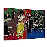 CNNLOAO Collage Artist Romare Bearden Abstract Fun Art Poster (5) Canvas Poster Wall Art Decor Print Picture Paintings for Living Room Bedroom Decoration Frame-style 16x12inch40x30cm