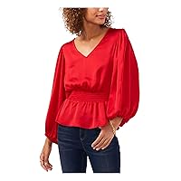 Vince Camuto Womens Peplum Blouse, S, Red