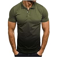 Men's Polo Shirts Sport Casual Short Sleeve Golf Shirts Polo Moisture Wicking Collared Tennis T-Shirt Gradient Loose Blouses