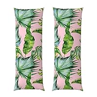 Fresh Banana Leaves Digital Printing Body Pillow Case Hidden Zippe Soft for Hair and Skin 20 x 54 inches