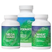 Digestion Bundle - FODMATE Enzymes (120 Capsules) WheatRescue (60 Capsules) MegaGuard (60 Capsules) - 3 Piece Supplements Set