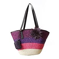 Women Fashion Woven Shoulder Bags Straw Crossbody Beach Travel Handbag