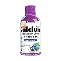 Nutrition Liquid Calcium Citrate Magnesium Citrate, Vitamin D3, Bone Health, Gluten Free, Soy free, milk free, kosher,32 Servings, Blueberry Flavor, 16 Fl Oz (Pack of 1)