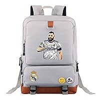 Football Star Rucksack Benzema Graphic Backpack-Lightweight Laptop Bag Real Madrid Large Capacity Daypack