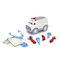 Green Toys Ambulance & Doctor's Kit Red/Blue FFP 10 Piece Pretend Play,Motor Skills,Language & Communication Kids Role Play Toy Vehicle. No BPA,phthalates,PVC,Dishwasher Safe,Recycled Plastic,USA Made