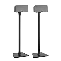 SANUS Wireless Sonos Speaker Stand for Sonos One, Play:1, & Play:3 - Audio-Enhancing Design with Built-in Cable Management - Pair (Black) - WSS22-B1