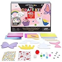 Arteza Kids Felt Kit, 422 Pieces, 21 Pre-Cut Glitter & Glitz Shapes, Assorted Felt Sheets, Glitter Mini-Pieces, Chenille Stems, and Accessories, Educational Kids’ Craft Supplies to Inspire Creativity
