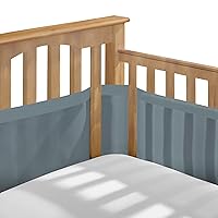 BreathableBaby Breathable Mesh Liner for Full-Size Cribs, Deluxe 4mm Mesh, Blue Haze (Size 4FS Covers 3 or 4 Sides)