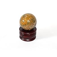 Jet Energized Ocean Jasper 45-50 mm Ball Sphere Gemstone Hand Carved Crystal Altar Healing Devotional Focus Spiritual Chakra Cleansing Metaphysical Jet International Image is JUST A Reference