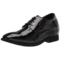 Men's Invisible Height Increasing Elevator Shoes - Black Patent Leather Lace-up Formal Tuxedo Oxfords - 3 Inches Taller - K911929