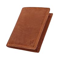 RFID Protected Man Wallets Real Distressed Hunter Leather Bi-Fold Wallet For Men 1090 Brown