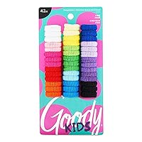 Goody Kids Ouchless Tiny Terry Ponytailers , Assorted Colors - Pain-Free Hair Accessories for Women, Girls, Babies and Teens - Perfect for Long Lasting Braids, Ponytails and More, 42 Count (Pack of 1)