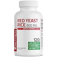 Bronson Red Yeast Rice 600 MG Monascus Purpureus Herbal Health, Non-GMO, 120 Capsules
