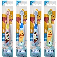 Oral-B Baby Manual Toothbrush, Pooh Characters, 0-3 Years Old, Extra Soft (Characters Vary) - Pack of 4