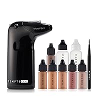 One Airbrush Make-up Kit with Cordless Compressor, 6 Shades: 11-Piece Set, Portable Air Brush Machine & Airpod Pro, 3 Shades of Foundation, Blush, Bronzer, Instant Concealer, Perfect Complexion