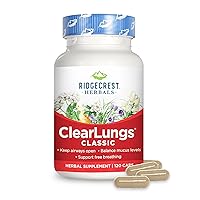 RidgeCrest Herbals ClearLungs Classic, Daily Health Supplement, Natural Lung and Nasal Wellness Formula for Bronchial, Respiratory, Immune, Sinus, and Mucus Support (120 Vegan Caps, 60 Serv)