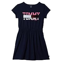 Tommy Hilfiger Girls' Short Sleeve Cotton T-Shirt Dress, Everyday Casual Wear, Soft & Comfortable Fit