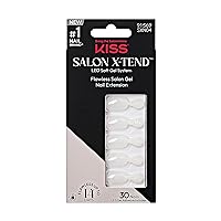 KISS Salon X-tend, Press-On Nails, Nail glue included, Keep It', Light White, Short Size, Oval Shape, Includes 30 Nails, 5Ml Led Soft Gel Adhesive, 1 Manicure Stick, 1 New Mini File, New Prep Pad