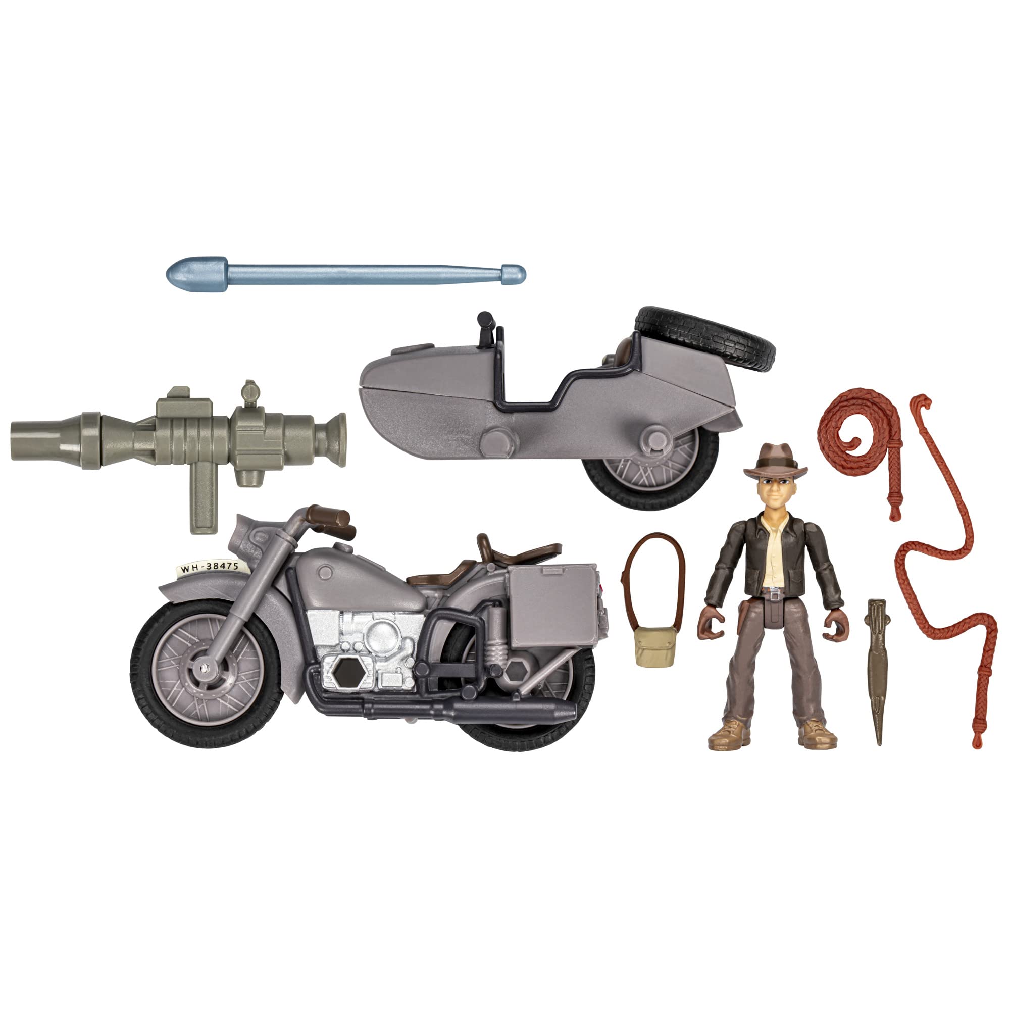 Indiana Jones Hasbro Worlds of Adventure with Motorcycle and Sidecar Action Figure Set, 2.5-inch, Action Figures, Ages 4 and Up