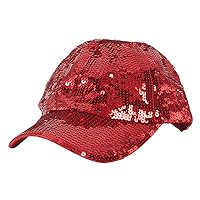 Womens Glitter Sequin Cap - Elastic Fit Baseball Hat