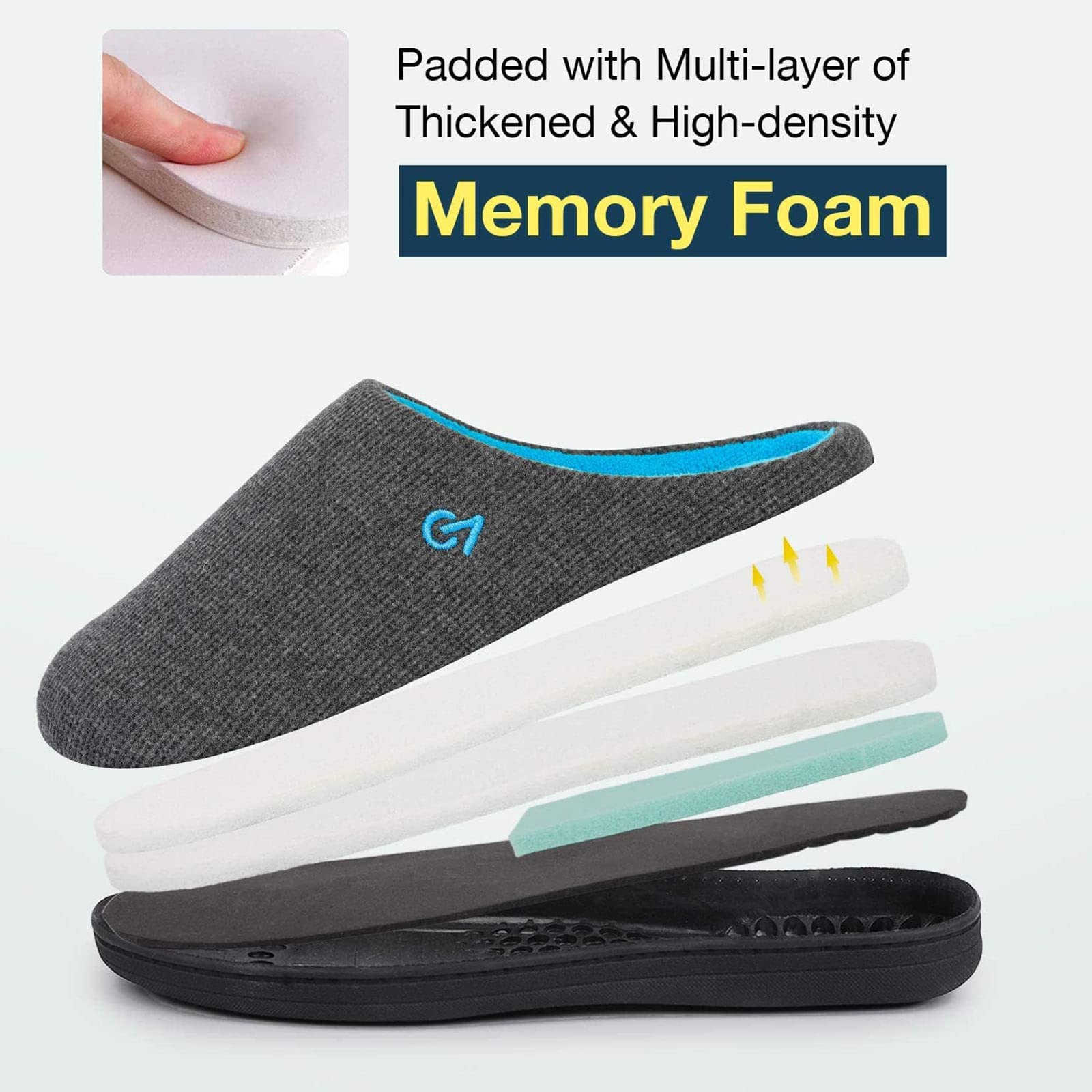 VeraCosy Men's Two-Tone Memory Foam Slippers