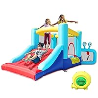 Inflatable Bounce House with Slide, Big Kids Bouncy House with Blower, Ball Pool, Basketball Hoop - Jumping Castle for Indoor and Outdoor Family Backyard Fun and Parties.