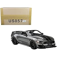 2021 Shelby Super Snake Speedster Convertible Carbonized Gray Metallic with Black Stripes 1/18 Model Car by GT Spirit for Acme US057