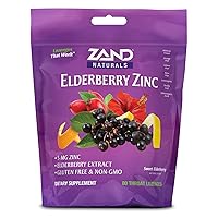 Zand HerbaLozenge Elderberry Zinc Lozenges for Dry Throats, No Artificial Sweeteners, No Corn Syrup, No Cane Sugar, No Colors, 80 Count