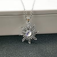 Fashion Retro Sunflower Necklace Ethnic Moonstone Flower Pendant Party Jewelry Accessories Gift 1Pcs