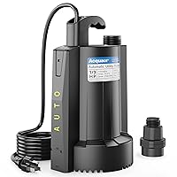 Acquaer 1/3 HP Automatic Submersible Water Sump Pump, 115V with 3/4” Garden Hose Check Valve Adapter,2160 GPH High Flow Water Removal for Swimming Pool Cover Hot Tubs Flooded House Basement