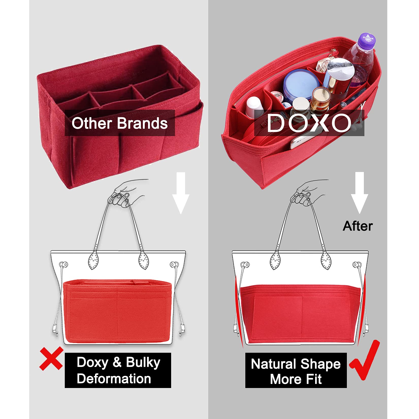  Doxo Purse Organizer Insert, Felt Bag in Bag with