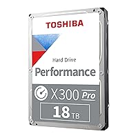 Toshiba X300 PRO 18TB High Workload Performance for Creative Professionals 3.5-Inch Internal Hard Drive – Up to 300 TB/Year Workload Rate CMR SATA 6 GB/s 7200 RPM 512 MB Cache - HDWR51JXZSTB