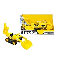Tonka Steel Classics, Trencher– Made with Steel & Sturdy Plastic, Yellow Friction Powered, Boys and Girls, Toddlers Ages 3+,Big Construction Truck, Toddlers, Birthday Gift, Holiday