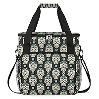 Day of the Dead Sugar Skull 06 Coffee Maker Carrying Bag Compatible with Single Serve Coffee Brewer Travel Bag Waterproof Portable Storage Toto Bag with Pockets for Travel, Camp, Trip