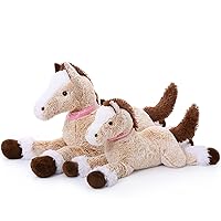 MaoGoLan Large Horse Push Stuffed Animal, 2 Big Brown Horse Pillow Plush Toy, Riding Soft Stuffed Horse for Kids Girls Baby Shower BirthdayGift