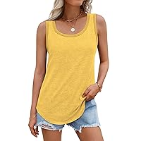 AUTOMET Womens Loose Fit Casual Flowy Tank Tops Round Neck Trendy Sleeveless Summer Tops 2024