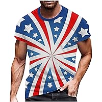 Mens American Flag Casual T-Shirt Short Sleeve Patriotic Shirt for Men 4th of July Fashion Shirts Summer Sport Tees