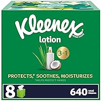 Kleenex Lotion Facial Tissues with Coconut Oil, 8 Cube Boxes, 80 Tissues Per Box, 3-Ply