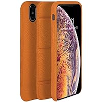 Premium Leather Flip Cell Phone Case for iPhone Xs Max - Tangerine