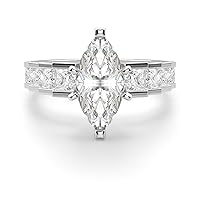 14K Solid White Gold Handmade Engagement Ring, 5 CT Marquise Cut Moissanite Diamond Solitaire Wedding/Bridal Rings Set for Women/Her Propose Rings by Siyaa Gems