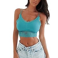 Workout Tops for Women Yoga Tank Tops Women Transparent Sheer Mesh Lace Cupped Sexy Removable Padding Lace