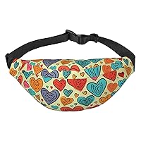 Colorful Heart Pattern Fanny Pack for Men Women Crossbody Bags Fashion Waist Bag Chest Bag Adjustable Belt Bag