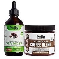 Sea Moss Organic Liquid Drops 1000mg | Organic Coffee Mushroom 60 Servings| Bundle