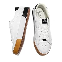Men's Fashion Sneakers, Rubber Sole Flats, Lace-Up, Round Toe, Casual Walking Shoes, Comfortable & Breathable