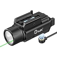 CVLIFE 1500 Lumens Pistol Light Laser Combo, Strobe & Memory Function for Green Laser Light Combo and Picatinny Flashlight with Adjustable Rail Magnetic USB Rechargeable Compact Tactical Flashlight