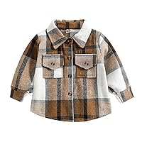 Toddler Boys Long Sleeve Plaid Printed T Shirt Gentleman Tops Clothes With Pocket Jacket Toddler Winter Coats for