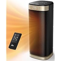 iDOO Space Heater, 1500W Portable Electric Heaters for Indoor Use, 70° Oscillation, 24H Timer, Quite PTC Ceramic Heating with Thermostat, Safety Protection, Remote for Office Bedroom Large Room, Gold