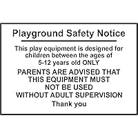 Sticker - Safety - Warning - Playground safety notice. This equipment is designed for children between the ages of 5-12 years old only. 30cmx2cm - Decal for Office, Company, School, Hotel